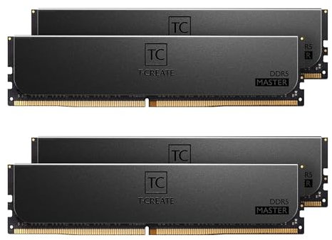TEAMGROUP T-Create Master Overclocking DDR5 R-DIMM 64GB Kit (4 x 16GB) 6000MHz (PC5-48000) CL32 Hynix A-DIE Workstation Memory Module Ram Black - CTCMD564G6000HC32AQC01
