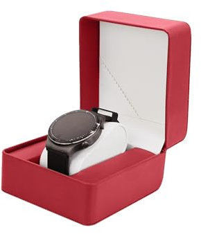 FuninCrea Porta Orologi da ViaggioPelle PU Singola Scatola Orologi con Cuscini per Orologi Rimovibili per Donne e Uomini, Portable Porta Interna per Orologi da Polso (Rosso)
