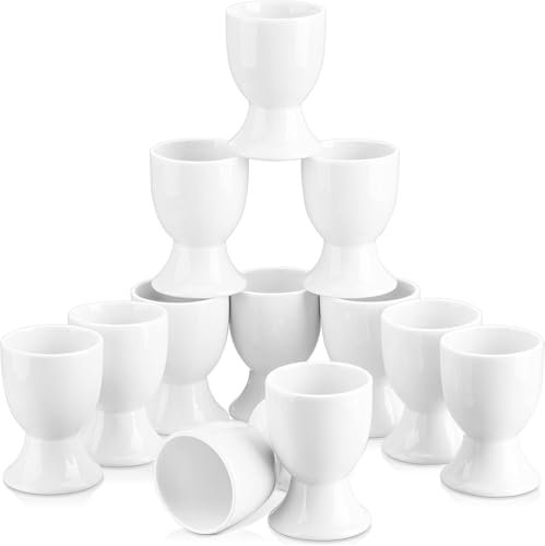 12pcs Coquetiers Blancs pour Œufs Durs Et Mous, Coquetiers Blancs en Plastique pour Œufs Durs Et Mous, Parfaits pour Le Petit Déjeuner en Famille, Pratiques Et Élégants pour Toutes Les Occasions