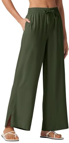 Willit Pantalones de pierna ancha para mujer, pantalones de playa UPF 50+, ligeros, para viajes, de secado rápido, protección solar, 29 pulgadas y 31 pulgadas, Verde salvia, Medium