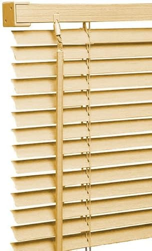Ruby Deals PVC Venetian Blind Blinds Window (Natural, 240W x 213H cm) | Wood Grain Effect, 25mm Thin Slats Kitchen Window Blinds Treatments Easy Fit Curtains Trimmable Fittings Home Office