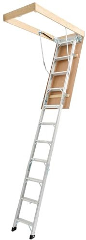 VEVOR Attic Ladder, 375LBS / 170KG Capacity, 9.8 to 10.3 ft / 3 to 3.13 m Height Adjustable, Multi-Purpose Foldable Aluminium Attic Stairs, Fits 7.66 to 10.25 ft Ceiling Heights for Convenient Access
