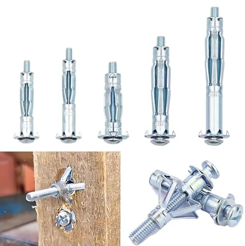 10 pezzi di fissaggio a parete cava, ancoraggio, fissaggio in cartongesso, viti per carichi pesanti, connettori per cartongesso, muro a secco, mattoni, porte in legno, metallo sottile, cemento