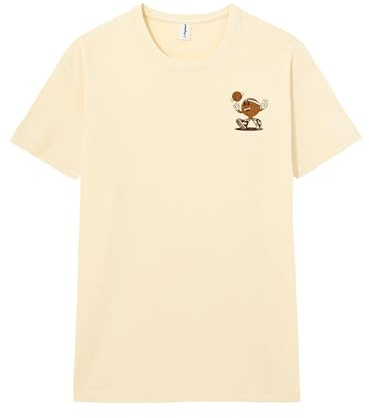 Pampling Camiseta de Manga Corta Estampada, 100% Algodón, Doble Impresión, Ropa Unisex para Hombre y Mujer, Serigrafiada con Cuello Redondo y Corte Recto, Color Beige (Born To Play, L)
