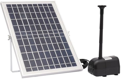 Set di pompe solari per laghetto da 10 W, pannello solare 1000 l/h con tappetini antiscivolo, 1,5 m, a risparmio energetico per laghetti da giardino, uccelli, bagno per pesce, IP68, ABS, nero
