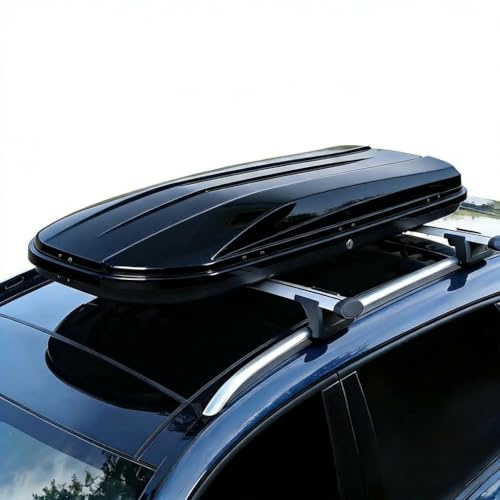 Rooftop Cargo Box Carrier, 19.4 Cubic Hardshell Rooftop Cargo Carrier, Dual-Side Opening, Universal Fit for Cars & SUVs, 165Lbs Weight Capacity with Secure Straps&Keys