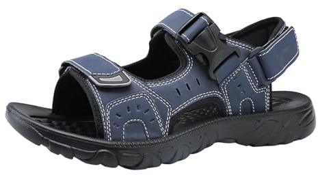 Sandaler män sommar läder vandringssandaler öppen tå utomhussandaler med justerbar rem trekkingsandaler halkfria sportsandaler lätta sommarskor semester strandsandaler lädersandaler