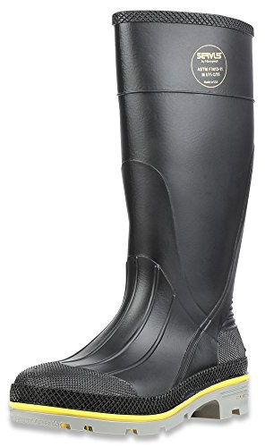 Servus XTP 15 PVC Chemical-Resistant Steel Toe Men's Work Boots, Black, Yellow & Gray, 11