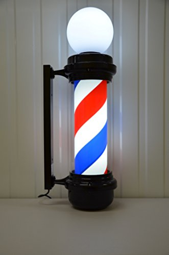 Rotulowcost PBCON1 Poste de Barbero Luminoso y Giratorio con Esfera Superior, Rojo, Azul y Blanco, 23 x 85 cm