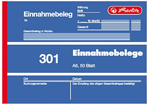 Herlitz Einnahmebelege, A6, Packung mit 50 Blatt