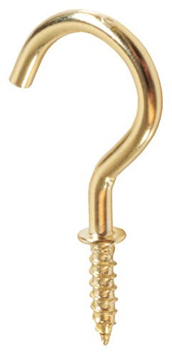 White Hinge 10x Durable Polished Brass Cup Hooks 25mm