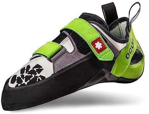 Ocun Jett QC Bouldering Shoe | Rock Climbing Shoe, Grey/Green, 11.5