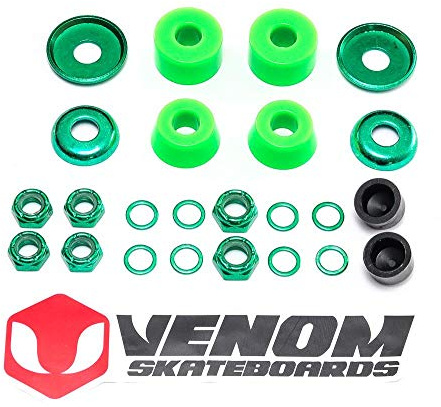 (80a / Soft) - Venom Skateboards/Skate Anodised Universal Truck Rebuild Kit - Cylinder 80a/90a/96a INC Bushings/Pivot Cups/Nuts etc