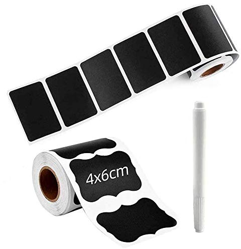 300 Pcs Tafel Aufkleber - Etiketten Selbstklebend, Wasserdichte Tafelsticker Aufkleber zum Beschriften Tafelfolie Sticker, mit 1 Löschbaren Stiften