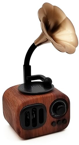 Tipmant Mini Classic Wireless Bluetooth Speaker Stereo Audio Retro Vintage Record Player Model Home Room Decor