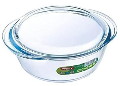 Pyrex CZ083 Runde Auflaufform 2,1 Liter, transparent, inklusive Deckel, spülmaschinengeeignet, backofenfest bis 300 °C