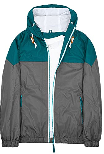 MADHERO Mens Windbreaker Jacket Lightweight 90s Retro Wind Breakers Green Grey Size XL
