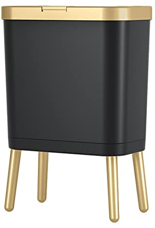 MagiDeal Poubelle Moderne Couvercle De Presse Haut Pied, Poubelle Étroite De Grande Capacité, Ménage De Luxe, Corbeille À Déchets, Poubelle Pour Extérieur Chambre Salle De Bains, Noir