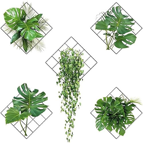 3D Stickers Muraux Plantes Vertes Set - 5 Pièces 3D Autocollant Mural Plantes Vertes, Sticker Mural Plante pour Salon Chambre Cuisine
