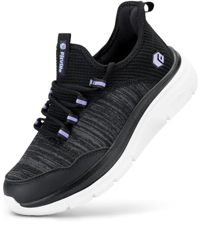 FitVille Zapatillas Anchos Caminar Mujer Zapatos Casual Sneakers Gimnasio Comodos Calzado Deportivas Ligeras Negro 41 EU X-Ancho