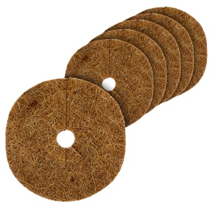 Spetebo Kokos Frostschutz Matte 6er Set rund - 25 cm - Winterschutz Mulch Scheibe für Pflanzen und Bäume - Kälteschutzmatte Unkrautschutzmatte Kokosmatte Garten Vlies ohne Latex