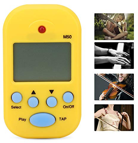 Metrónomo Digital, Metrónomo de Tempo de 5 Colores, Mini Metrónomo, Fácil de Usar para Guitarra Beth Trap Drum para Piano (YELLOW)