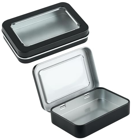 Vagocom 2Pcs Portable Floss Picks Case with Transparent Window, 3.35 * 2.4 * 0.67inch / 8.5 * 6.1 * 1.7cm Empty Floss Picks Dispenser,Small Reusable Floss Pick Holder Boxes for Travel, Outdoor(Black)