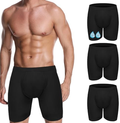 3-Pack Herren Inkontinenz Unterwäsche auslaufsichere Slips feuchtigkeitsabsorbierende 100ML Slips gegen leichte Inkontinenz waschbar wiederverwendbare Boxershorts Geschenk für Ehemann&Vater (3XL)