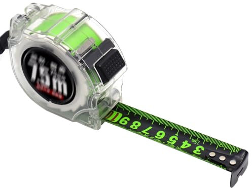 Aoyswuz Cinta Métrica de Acero 7.5 m * 25 mm Cinta Métrica Autoblocante Carcasa Transparente para Varias Mediciones Planas