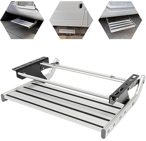 Manuellt steg, tillverkad av aluminiumlegering hopfällbar 1-stegs camping husbilsteg, steg enkelsteg, husvagnsstege insteg, för husbil, husbil, husvagn, resesläpvagn