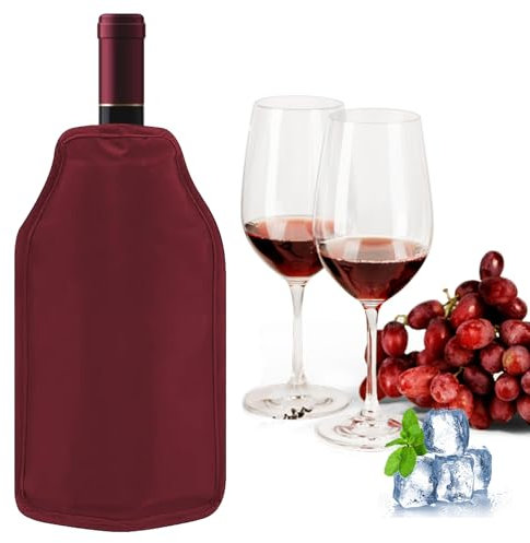 Refrigeratore per Bottiglie Vino, Refrigeratore per Bottiglie Vino, Porta Ghiaccio per Bottiglie, Borsa Termica per Bottiglie per Feste, Picnic e Viaggi (Red)