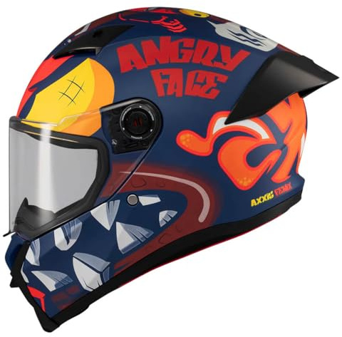 AXXIS Fenix Angry Face Fluo Mate - Casco de Moto Integral Unisex Hombre y Mujer - Homologado ECE 22.06 (L)