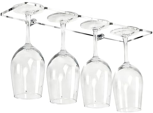 xtemtoamz Vinhållare för upphängning, vinglashållare, vinglashållare, transparent vinhylla av akryl att hänga upp, 38 × 10 cm, lämplig för hushållbarer, kök och matsalar.