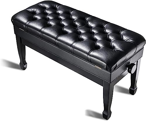 SnamicE sminkbord för pianopall deluxe duett justerbar bänk med förvaringsfack lämplig för hemmabruk,