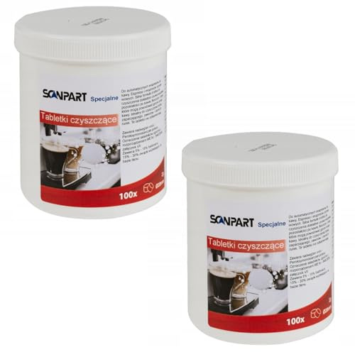 Scanpart Pastillas Limpiadoras para Cafeteras Automáticas, 200 Unidades, 2 g, Ø 20 mm, Limpieza del Grupo de Infusión, Eliminación de Aceites y Grasas