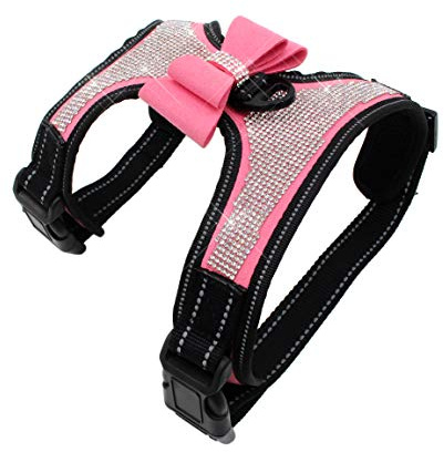 Newtensina Noeuds Papillon Harnais pour Chien avec Diamante - Rose - L
