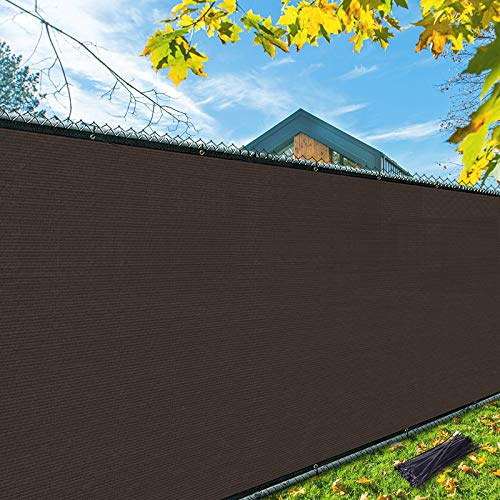 i COVER 4x50ft Privacy Screen Fence, Outdoor Fencing Panels, Garden Windscreen Mesh Shade Sail Net Barrier, Include Reinforced Bindings and Brass Grommets Cable Zip Ties, Brown