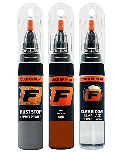 FIRANTO stylo peinture de voiture pour Renault EQB Orange Valencia réparation couleur voiture 3 en 1, rayures stylo retouche peinture 15ml avec pinceau, apprêt, laque