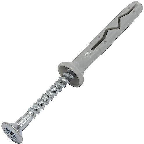 AERZETIX - C67156 - Satz von 100 Dübel mit nagel Ø6x40mm mit abgeschrägtem kragen aus polyethylen + 100 nagelschrauben Ø3.9x45 mm mit senkkopf PZ2 aus stahl - zum einschlagen - beton, ziegelstein