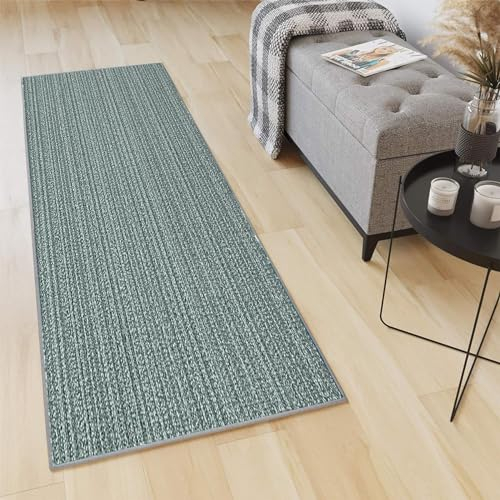 YANHONG Handwebteppich Läufer Teppich 40 x 470 cm rutschfest, robust & pflegeleicht Lang Eingangsteppich Fußmatte mit Anti-Rutsch Unterseite für Küche, Flur & Wohnraum, Blau A