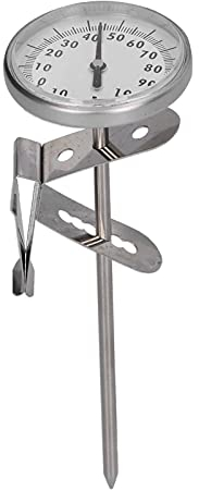 Thermomètre de Cuisine en Acier Inoxydable avec Grand Cadran, Longue Sonde pour le Lait, Fabrication de Bonbons avec Pince Réglable, Aucune Pile Requise