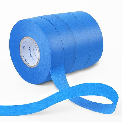 WUFANC Masking Tape pour Peinture Ruban Adhésif de Précision pour Travaux de Rénovation, Décoration et Bricolage Ruban de Masquage pour Peinture Facile à Retirer sans Résidus (4Rouleaux-24 mm x 50 m)