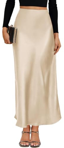 VividMosaic 2025 Satin High Waisted Maxi Skirt Silk A-Line Spring Summer Casual Long Skirts for Women