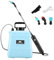 Pulverizador a presión de 5/8 l, pulverizador eléctrico para plantas con 3 boquillas de niebla, barras de extensión máx. 92 cm, 2 horas de trabajo, jeringa de jardín, jeringa de malas hierbas y