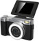 Fotocamera Digitale 4K, Fotocamera Mirrorless con Zoom Digitale 18X da 48 MP e Schermo Orientabile a 180°, Piccola Videocamera Compatta per i Viaggi (BLACK)