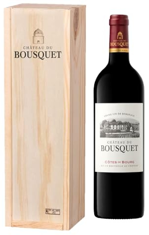 Coffret Cadeau Caisse Bois - Château du Bousquet - AOP Côtes de Bourg - Grand Vin de Bordeaux - Vin Rouge - 75cl