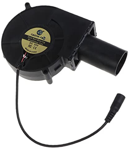 ZYMIADOU Ventilador de barbacoa de doble rodamiento de bolas de 24 V 3500 rpm con conducto de aire centrífugo de 97 x 97 x 33 mm para estufa, cocina, barbacoa, estufa, chimenea, ventilador centrífugo