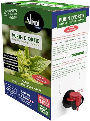 VINDI JARDIN - Purin d’Ortie 100% Naturel – Insecticide, Fongicide & Engrais Liquide – BIB 1,5 L