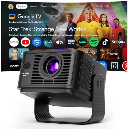Proyector【Google TV】 4K Support AI Voice Assistant Proyector Portátil