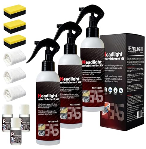 BNGXR 1 Set Professional Car Headlight Restoration Kit, 2026 New Headlight Cleaning and Polishing Spray, Multifunctional Headlight Oxidation Remover Spray for Vehicle Maintenance (1)